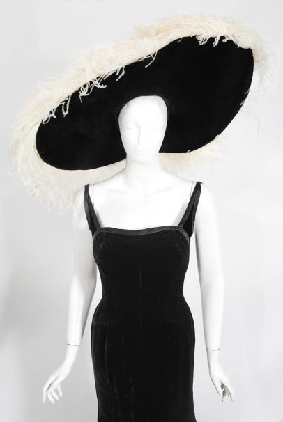 1967 Don Loper Couture For Barbra Streisand Black Hourglass Gown &amp; Hat