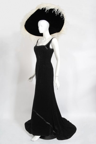 1967 Don Loper Couture For Barbra Streisand Black Hourglass Gown &amp; Hat
