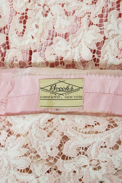 1969 Gypsy Rose Lee Custom Couture Ivory Lace &amp; Pink Silk Victorian Gown