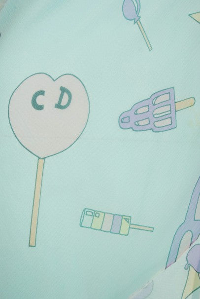 2002 Christian Dior by Galliano Novelty Candy Print Silk Bias-Cut Gown