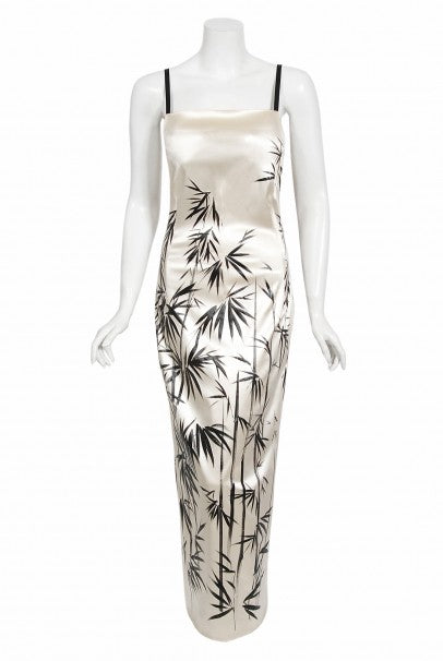 1999 Dolce &amp; Gabbana Runway Hand-Painted Bamboo Stretch Silk Gown