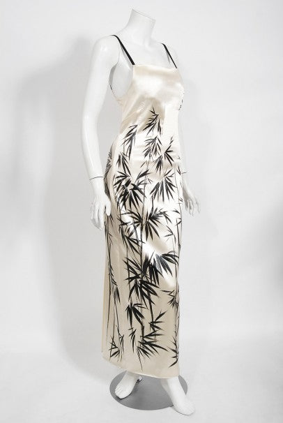 1999 Dolce Gabbana Runway Hand-Painted Bamboo Stretch Silk Gown