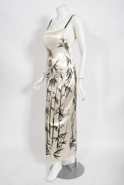 1999 Dolce &amp; Gabbana Runway Hand-Painted Bamboo Stretch Silk Gown