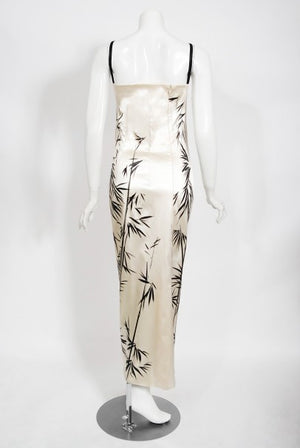 1999 Dolce & Gabbana Runway Hand-Painted Bamboo Stretch Silk Gown