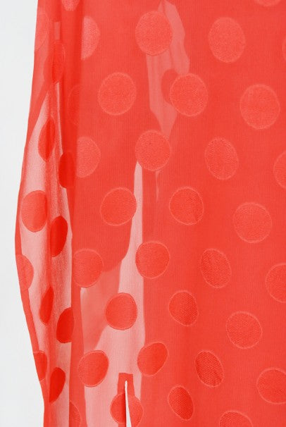 1973 Givenchy Haute Couture Orange Dotted Silk Carwash-Hem Caftan Gown