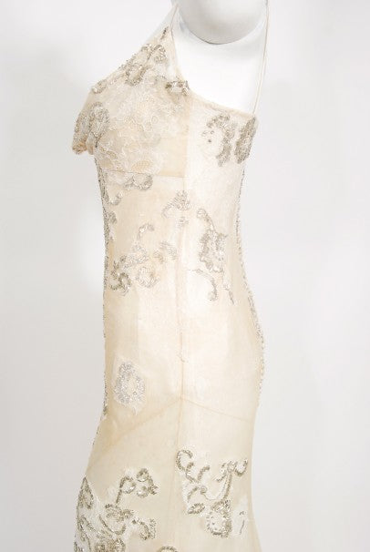 2003 Christian Dior by Galliano Haute Couture Beaded Lace Bias-Cut Gown