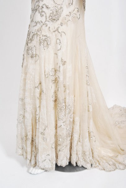 2003 Christian Dior by Galliano Haute Couture Beaded Lace Bias-Cut Gown