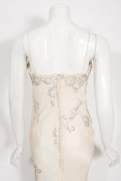 2003 Christian Dior by Galliano Haute Couture Beaded Lace Bias-Cut Gown