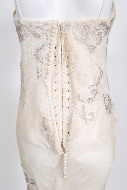 2003 Christian Dior by Galliano Haute Couture Beaded Lace Bias-Cut Gown