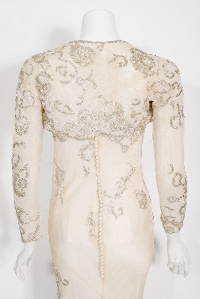 2003 Christian Dior by Galliano Haute Couture Beaded Lace Bias-Cut Gown