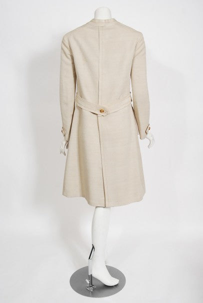 1969 Chanel Haute Couture Oatmeal Linen Documented Jacket Skirt Suit