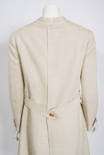 1969 Chanel Haute Couture Oatmeal Linen Documented Jacket Skirt Suit