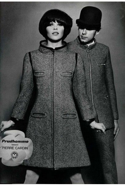 1968 Pierre Cardin Documented Vinyl Tweed Space-Age Mod Trench Jacket