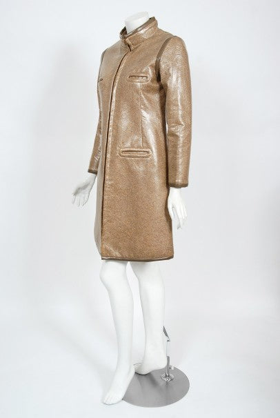 1968 Pierre Cardin Documented Vinyl Tweed Space-Age Mod Trench Jacket