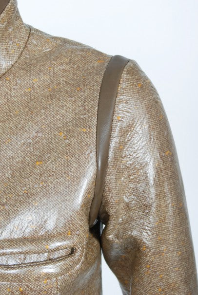 1968 Pierre Cardin Documented Vinyl Tweed Space-Age Mod Trench Jacket