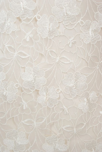 1990's Nolan Miller Couture Ivory Embroidered Silk Mermaid Gown