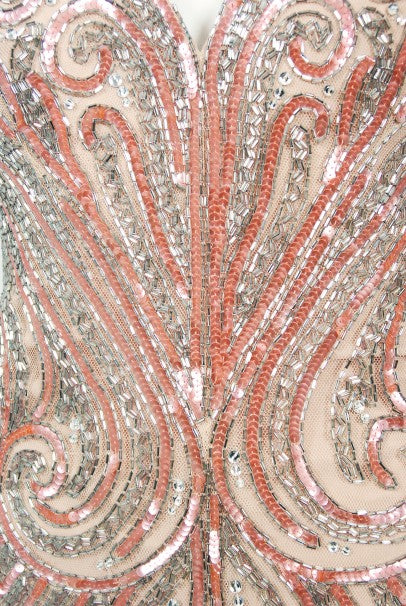 1970&#39;s Bob Mackie Couture Beaded Strapless Hourglass High-Slit Gown