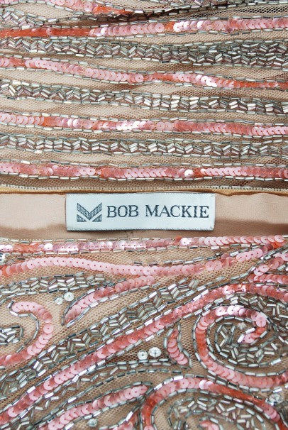 1970&#39;s Bob Mackie Couture Beaded Strapless Hourglass High-Slit Gown