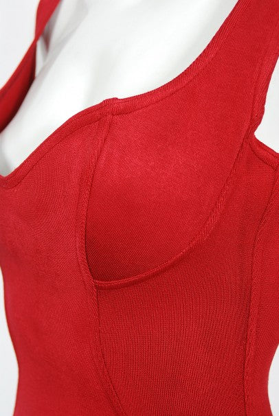 1991 Azzedine Alaia Documented Runway Red Bustier Bodycon Mini Dress