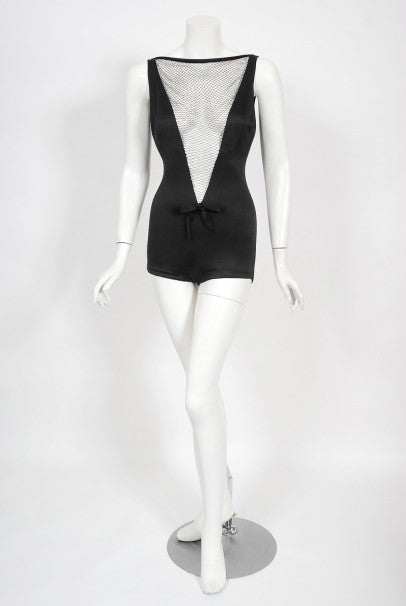 1964 Cole of California Documented Black Fishnet &#39;Scandal Suit&#39; Swimsuit