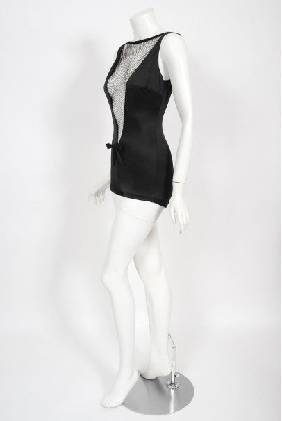1964 Cole of California Documented Black Fishnet &#39;Scandal Suit&#39; Swimsuit