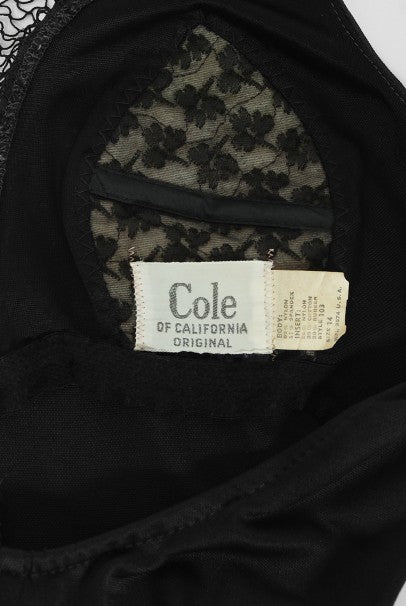 1964 Cole of California Documented Black Fishnet &#39;Scandal Suit&#39; Swimsuit