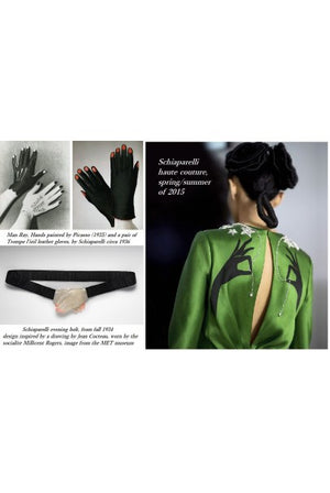 1940's Schiaparelli Inspired 'Hands On' Silk Appliqué Lace Bra & Tap Pants