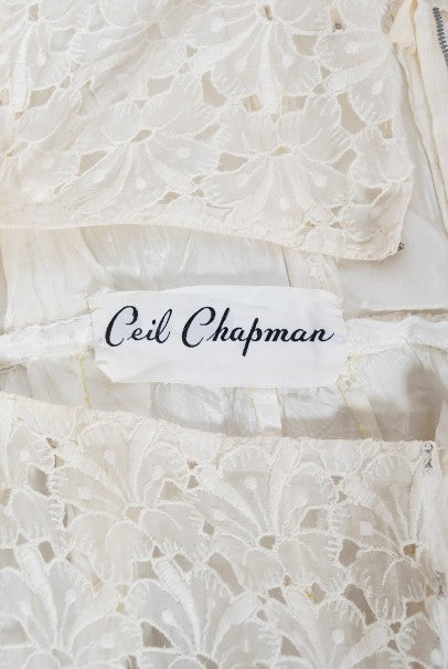 cotton eyelet wedding dress 1950's Cotton Eyelet Lace Wedding Dress Xtabay Vintage