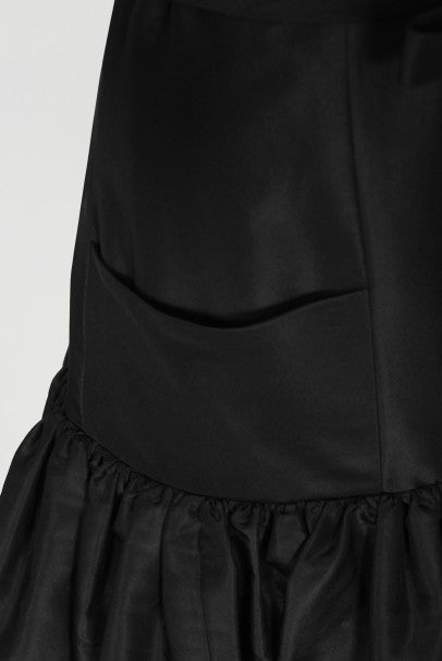 1956 Traina-Norell Couture Black Silk Belted Flounce Cocktail Dress