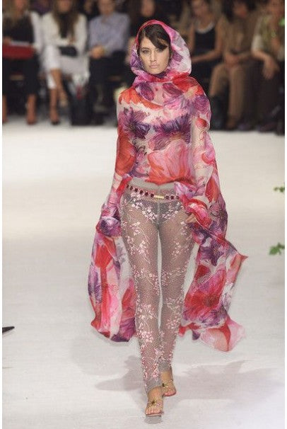 2001 Dolce &amp; Gabbana Floral Stretch Silk Boned Bustier &amp; Ruffle Skirt