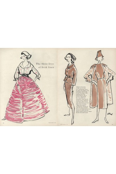 1960&#39;s Sybil Connolly Couture Pleated White Linen Bell-Sleeve Dress