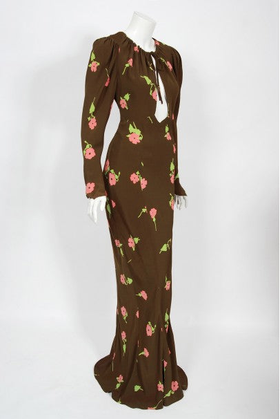 1972 Ossie Clark 'Busy Lizzie' Celia Birtwell Floral Print Bias
