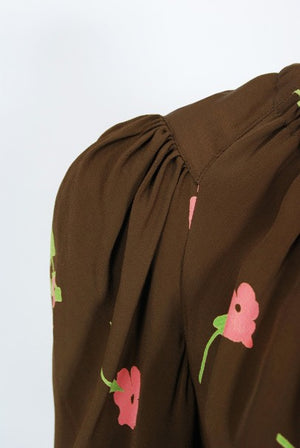 1972 Ossie Clark 'Busy Lizzie' Celia Birtwell Floral Print Bias-Cut Gown