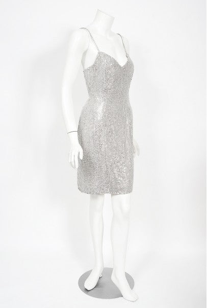 1990 Michael Kors Documented Madonna Beaded Rhinestone Mini Slip Dress
