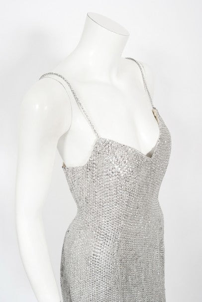 1990 Michael Kors Documented Madonna Beaded Rhinestone Mini Slip Dress