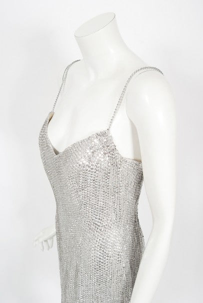 1990 Michael Kors Documented Madonna Beaded Rhinestone Mini Slip Dress