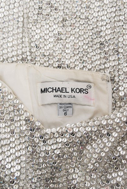 michael kors beaded dress Michael Kors Womens Bohemian Beaded Metal Vneck 3/4 Sleeve Dress SIZE MEDIUM