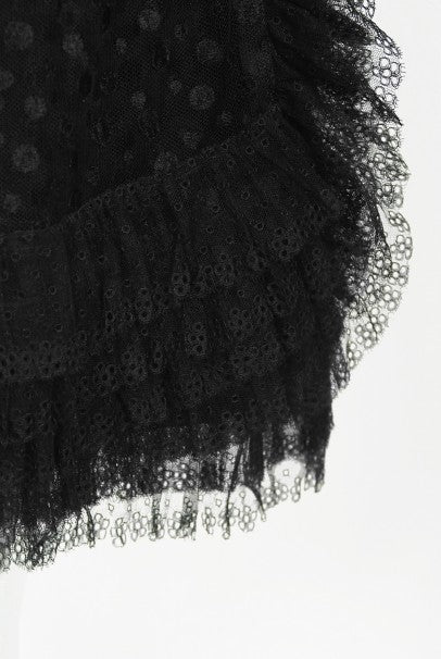 1967 Galanos Couture Documented Black Polka-Dot Lace Cocktail Dress