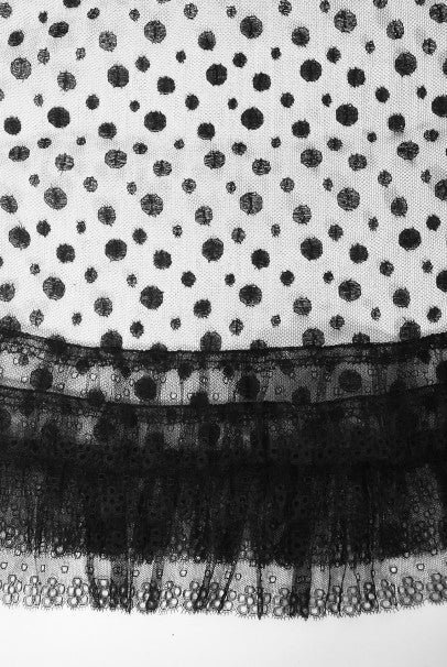 1967 Galanos Couture Documented Black Polka-Dot Lace Cocktail Dress