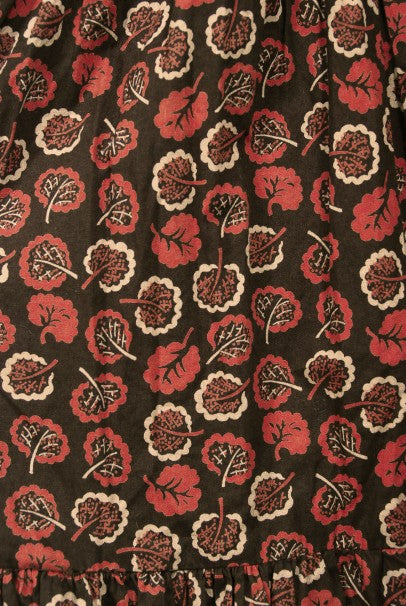 1970&#39;s Ossie Clark &#39;Autumn Leaves&#39; Print Cotton Empire Waist Dress