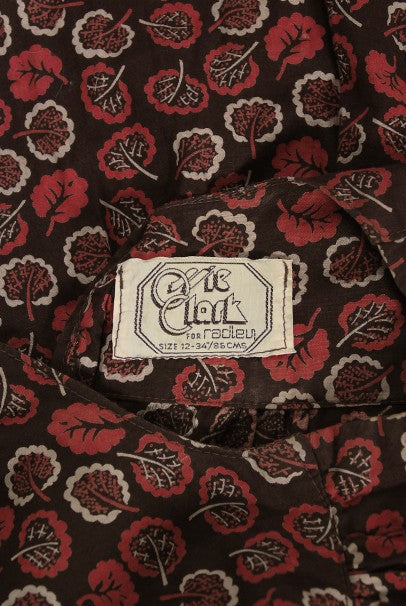 1970&#39;s Ossie Clark &#39;Autumn Leaves&#39; Print Cotton Empire Waist Dress