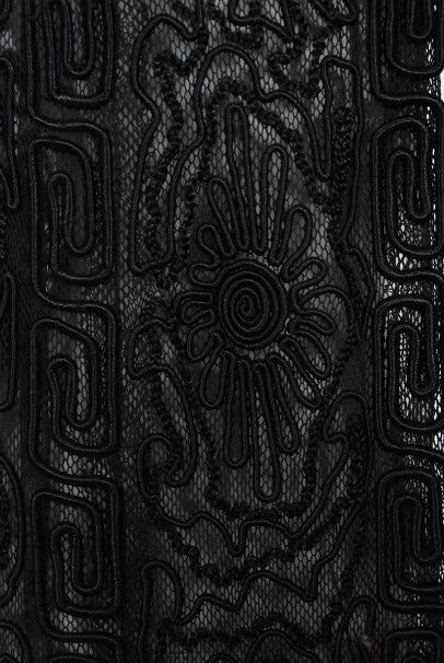1910&#39;s Henriette Favre Paris Couture Embroidered Net-Lace Fringed Jacket