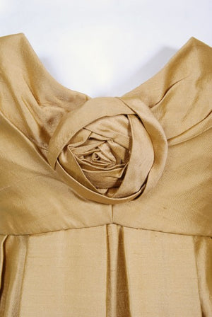 1958 Yves Saint Laurent For Christian Dior Golden Silk Strapless Dress