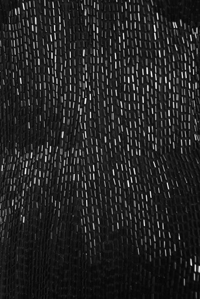 1970&#39;s Black Fully-Beaded Silk Satin Halter Custom Couture Jumpsuit