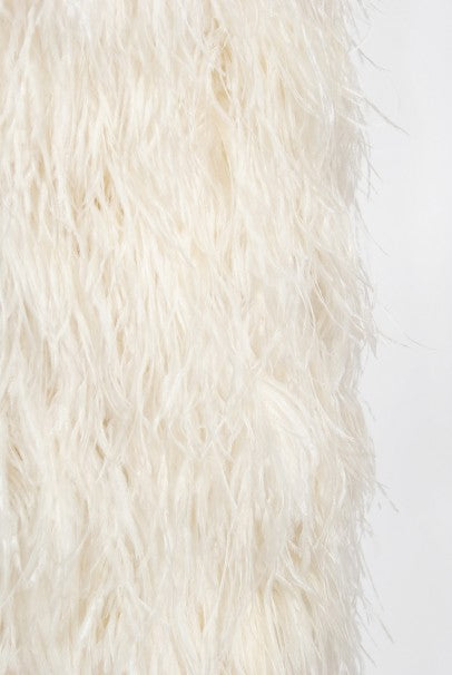 1960&#39;s Arnold Scaasi Couture Ivory Satin Feather Strapless Gown w/ Shawl