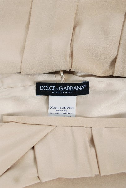 2013 Dolce &amp; Gabbana Naked Nude Ruched Stretch Silk Hourglass Mermaid Gown