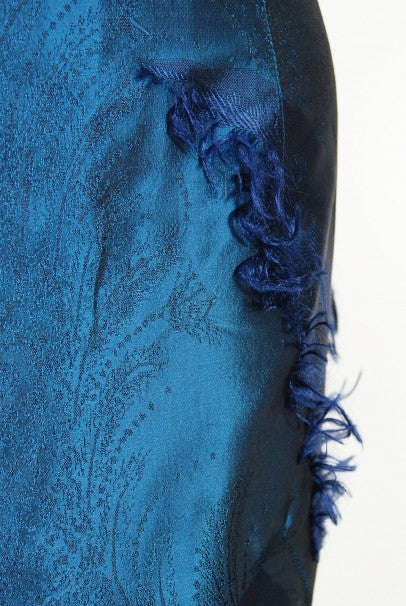 1999 Christian Dior by Galliano Sapphire Blue Eyelash Silk Bias-Cut Gown