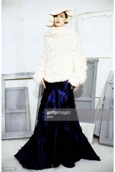 1999 Christian Dior by Galliano Sapphire Blue Eyelash Silk Bias-Cut Gown