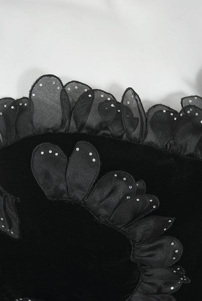 1984 Givenchy Haute Couture Silk Petal Applique Velvet Hourglass Gown