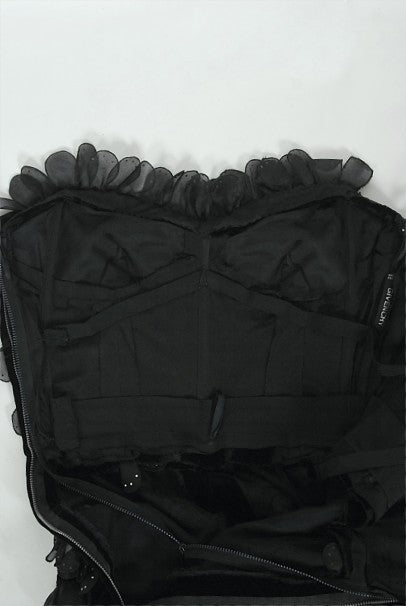 1984 Givenchy Haute Couture Silk Petal Applique Velvet Hourglass Gown